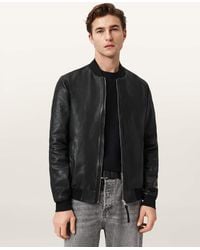 AllSaints - Morten Leather Bomber Jacket - Lyst
