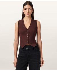 AllSaints - Cruz Ribbed Knitted Vest - Lyst