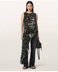 AllSaints - Enola Asymmetric Printed Wrap Top - Lyst
