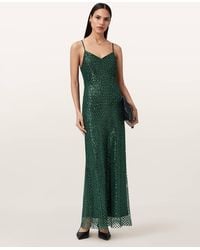 AllSaints - Polyester Chantelle Sequin Midi Slip Dress, /Us 4 - Lyst