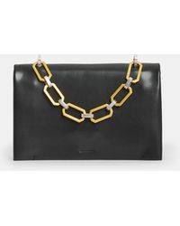 AllSaints - Yua Leather Removable Chain Clutch Bag - Lyst