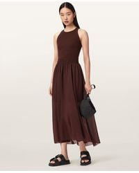 AllSaints - Zenia Sleeveless Asymmetric Midi Dress - Lyst