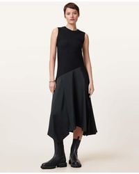 AllSaints - Pia Drop Hem Satin Maxi Dress - Lyst