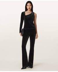AllSaints - Polyester Zanni Velvet Flare Trousers, /Us 2 - Lyst