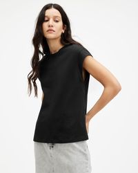 AllSaints - Esme Crew Neck Faced Shoulder T-shirt, - Lyst