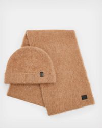 AllSaints - Logan Brushed Beanie And Scarf Gift Set - Lyst