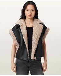 AllSaints - Marlin Reversible Shearling Gilet - Lyst