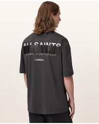 AllSaints - Redact Oversized Embroidered Logo T-Shirt - Lyst