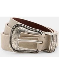 AllSaints - Trey Leather Metal Tip Belt, - Lyst