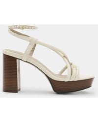 AllSaints - Bella Leather Platform Heel - Lyst