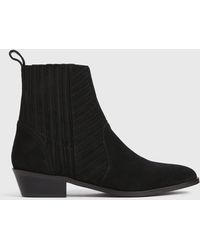 AllSaints Shearling Suede Military Boot in Washed Black (Black) - Lyst
