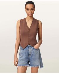 AllSaints - Cruz Ribbed Knitted Waistcoat - Lyst