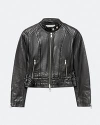 AllSaints - Comet Cropped Leather Jacket - Lyst