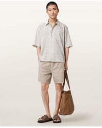 AllSaints - Cruz Leo Oversized Short Sleeve Linen Blend Shirt - Lyst