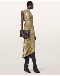 AllSaints - Rayanna Pleated Midi Dress - Lyst