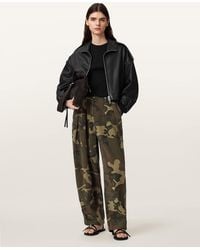 AllSaints - Becca Camo Denim Barrel Leg Trousers - Lyst