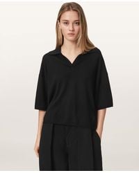 AllSaints - Bern Short Sleeve Woven Wool Polo - Lyst