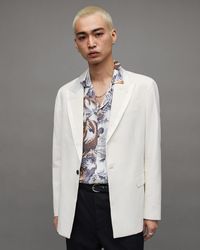AllSaints - Canis Satin Trim Relaxed Fit Blazer - Lyst