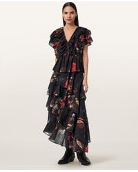 AllSaints - Polyester Caya Floral Maxi Skirt, /Us 2 - Lyst