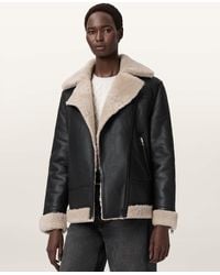 AllSaints - Sola Shearling Biker Jacket - Lyst