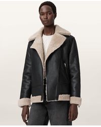 AllSaints - Sola Shearling Biker Jacket - Lyst