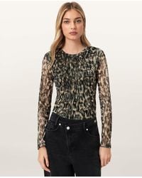 AllSaints - Ellie Mesh Long Sleeve T-Shirt - Lyst