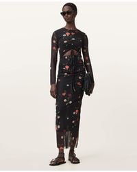 AllSaints - Kathy Print Mesh Maxi Dress - Lyst
