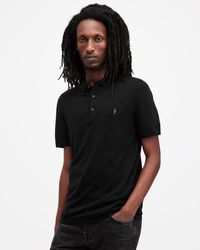 AllSaints - Premium Merino Wool Slim Fit Mode Short Sleeve Polo Shirt, - Lyst