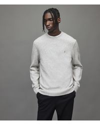 AllSaints Breton Crew Sweater in White 