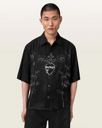 AllSaints - Fleur Oversized Short Sleeve Printed Shirt - Lyst