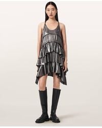 AllSaints - Cavarly Metallic Mini Dress - Lyst