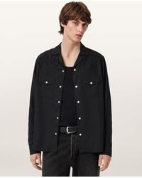 AllSaints - Akan Long Sleeve Embroidered Shirt - Lyst
