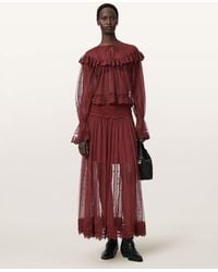 AllSaints - Trixie Lace Midi Skirt - Lyst