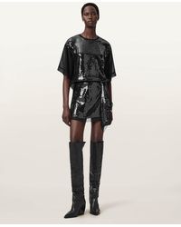 AllSaints - Polyester Fonsie Embellished Short Skirt, /Us 0 - Lyst