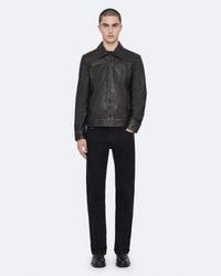 AllSaints - Alkan Zip Up Two Tone Leather Jacket - Lyst