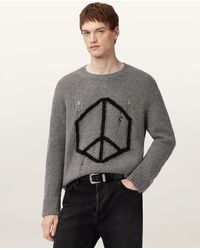 AllSaints - Message Oversized Wool Sweater - Lyst
