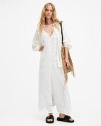 AllSaints - Dahlia Embroidered Broderie Maxi Dress, - Lyst
