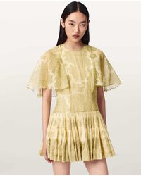 AllSaints - Yanna Slim Fit Tiered Mini Dress - Lyst