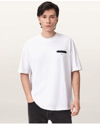 AllSaints - Redact Oversized Embroidered Logo T-Shirt - Lyst