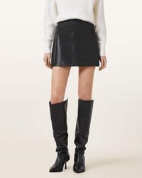 AllSaints - Cactus Leather Renai Desserto Mini Skirt, /Us 10 - Lyst