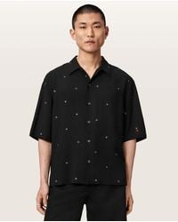 AllSaints - Cardsuit Oversized Linen Blend Shirt - Lyst