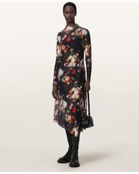 AllSaints - Gracie Floral Midi Dress - Lyst