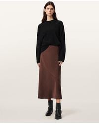 AllSaints - Darya Bias Cut Maxi Skirt - Lyst