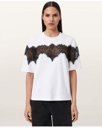AllSaints - Lisa Lace Amelie T-Shirt - Lyst