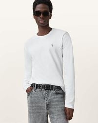 AllSaints - Brace Brushed Cotton Long Sleeve T-Shirt,, Optic - Lyst