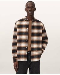 AllSaints - Mercy Checked Relaxed Fit Ramskull Shirt - Lyst