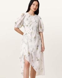 AllSaints - Serene Floral Print Midi Dress - Lyst