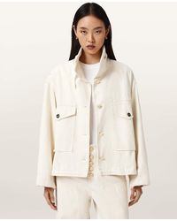AllSaints - Clay Denim Cropped Jacket - Lyst