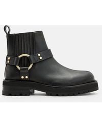 AllSaints - Maddie Ankle Length Leather Biker Boots - Lyst