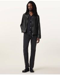 AllSaints - Miller Zip Up Leather Jacket - Lyst
